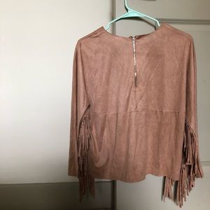 Suede & fringe tan top !!!